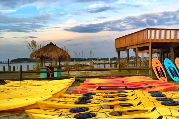 a group of lawn chairs sitting on top of a beach