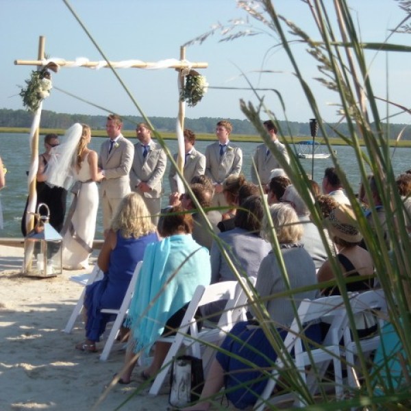 a group of people on a beach